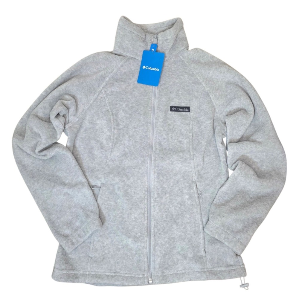 NWT Columbia Benton Springs Womens S Gray Full Zip Fleece Jacket Hiking